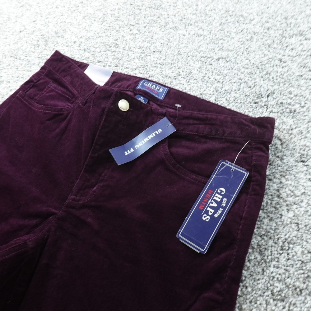 NEW Chaps Pants Womens 12 Purple Corduroy Five Pocket Chino Boot Flare Stretch